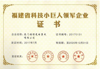 CQ9(电子集团)官方网站光电喜获“福建省科技幼巨人领军企业”荣誉称号